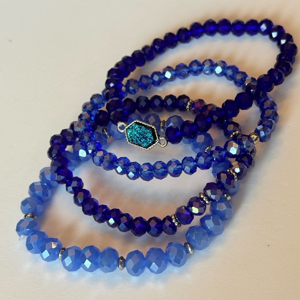 Blue Beaded Bracelet Set
